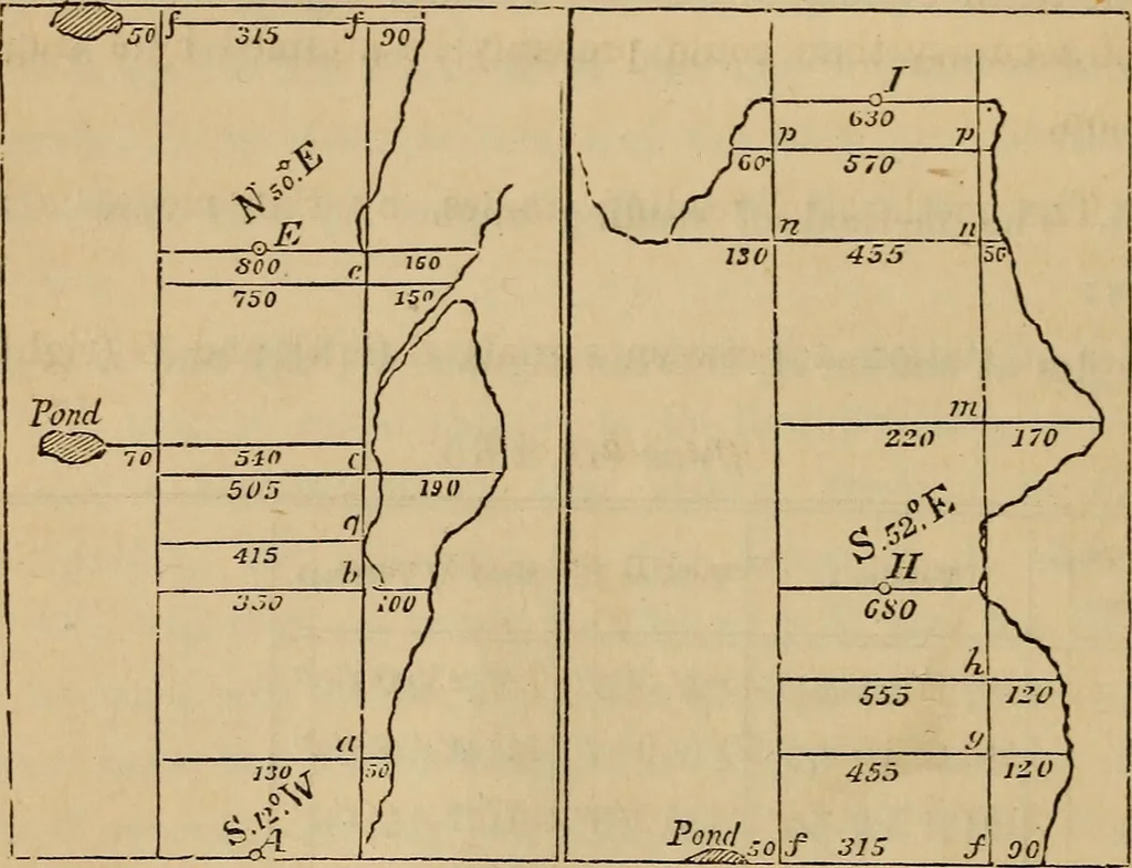 An illustration from Elements of surveying and levelling; with descriptions of the instruments and the necessary tables, 1870, leaf 177