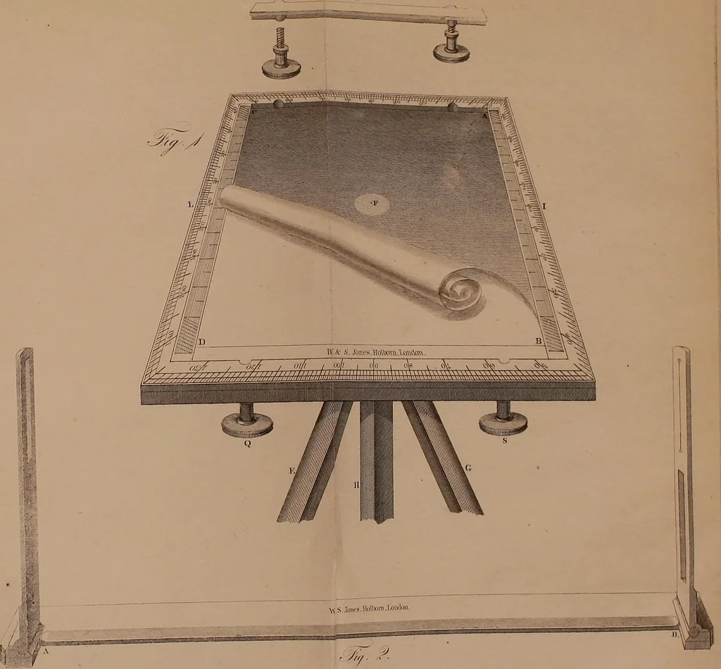 An illustration from Elements of surveying and levelling; with descriptions of the instruments and the necessary tables, 1870, leaf 446