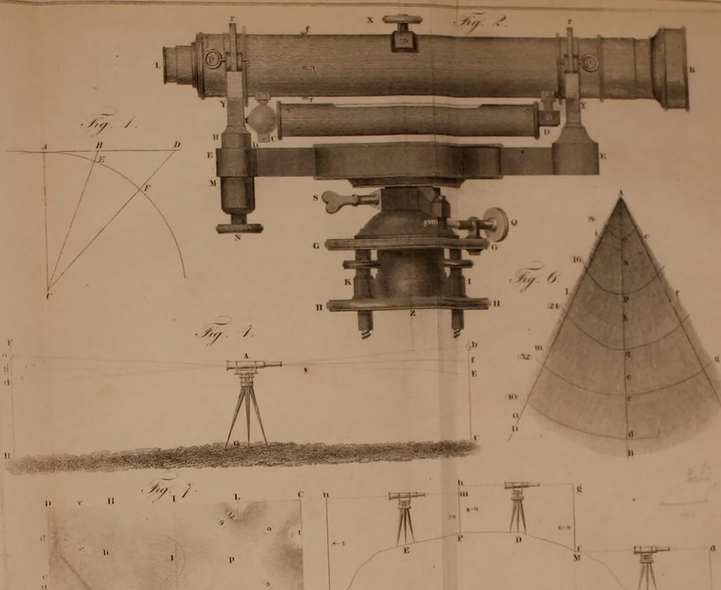 An illustration from Elements of surveying and levelling; with descriptions of the instruments and the necessary tables, 1870, leaf 450