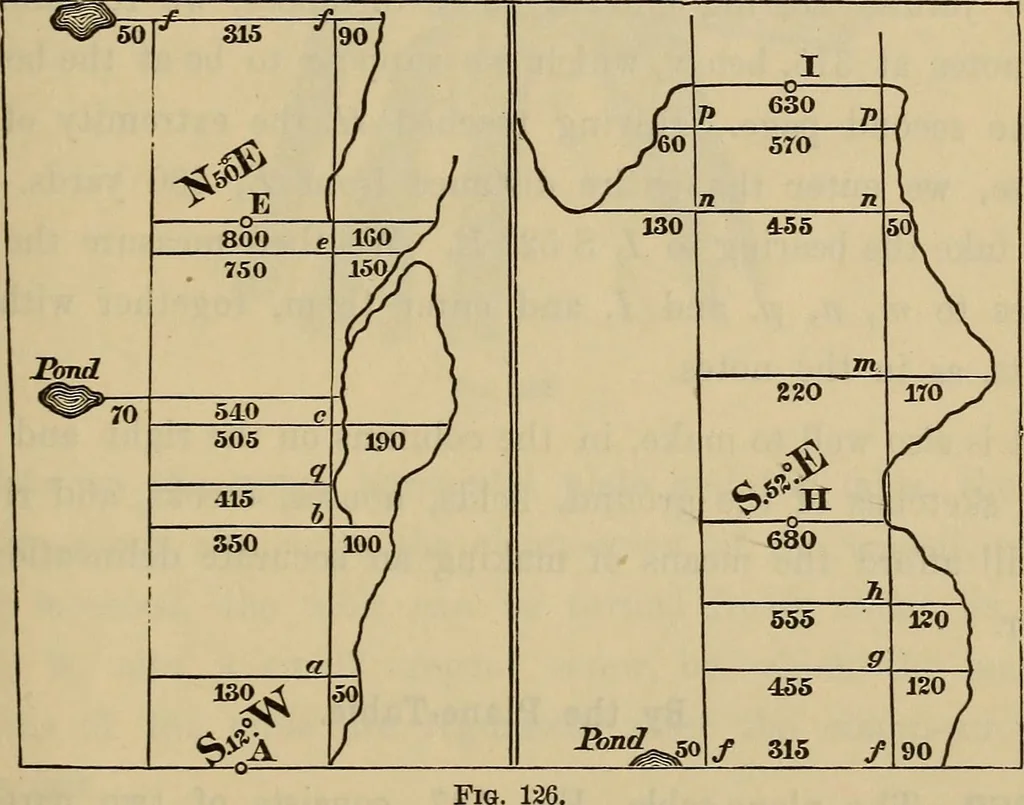 An illustration from Elements of surveying and leveling, 1898, leaf 240