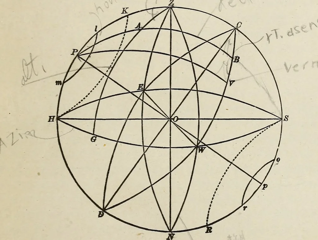 An illustration from Elements of theoretical and descriptive astronomy, for the use of colleges and academies, 1901, leaf 26