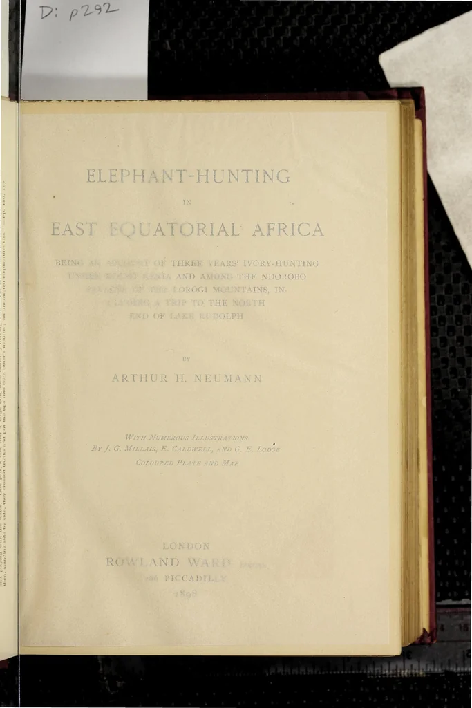 An illustration from Elephant-hunting in East Equatorial Africa : being an account of three years' ivory-hunting under Mount Kenia and among the Ndorobo savages of the Lorogi Mountains, including a trip to the north of Lake Rudolph, 1898, leaf 9