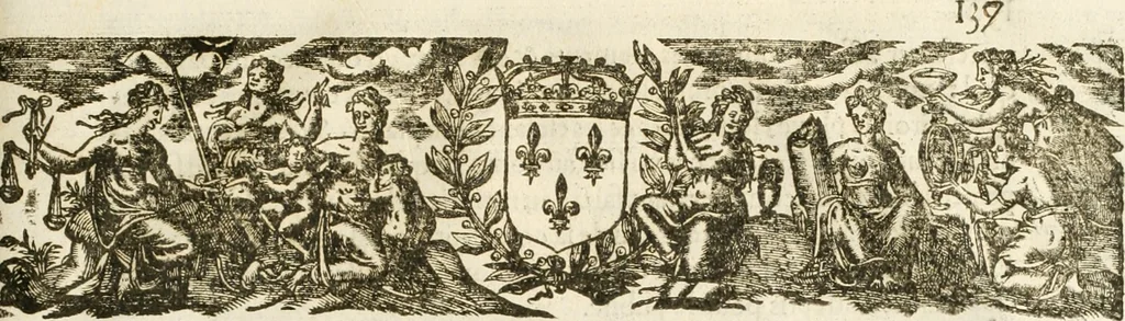An illustration from Eloges et discours sur la triomphante reception du roy en sa ville de Paris, apres la reduction de la Rochelle : accompagnez des figures, tant des arcs de triomphe que des autres preparatifs, 1629, leaf 166