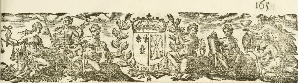 An illustration from Eloges et discours sur la triomphante reception du roy en sa ville de Paris, apres la reduction de la Rochelle : accompagnez des figures, tant des arcs de triomphe que des autres preparatifs, 1629, leaf 198