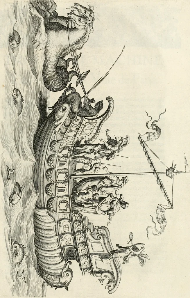 An illustration from Eloges et discours sur la triomphante reception du roy en sa ville de Paris, apres la reduction de la Rochelle : accompagnez des figures, tant des arcs de triomphe que des autres preparatifs, 1629, leaf 210