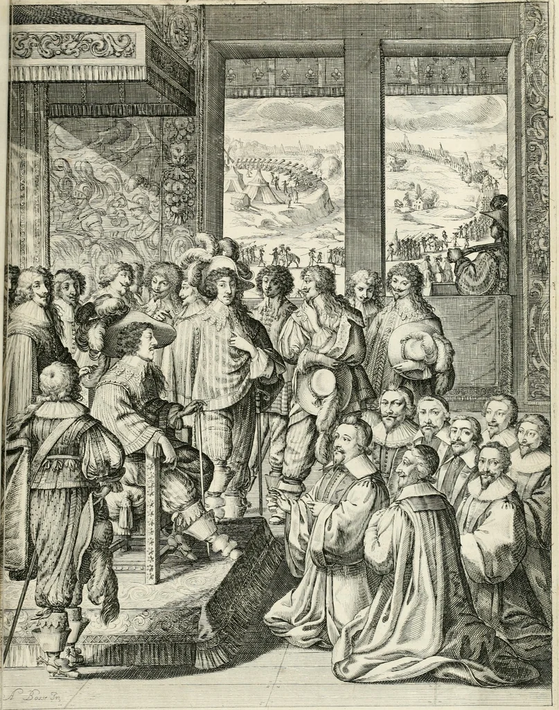 An illustration from Eloges et discours sur la triomphante reception du roy en sa ville de Paris, apres la reduction de la Rochelle : accompagnez des figures, tant des arcs de triomphe que des autres preparatifs, 1629, leaf 8