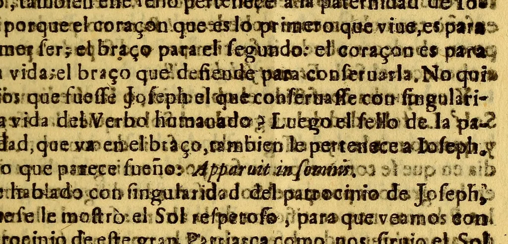 An illustration from El sueño de Ioseph en el viage de los Excos. SSes. duques de la Palata, principes de Massa, virreyes del Peru, Chile, y Tierra-firme, &c. : Fiesta que dedicaron sus excelencias al Patriarca San Joseph, en accion de gracias de auer llegado al puerto de Cartagena la Armada de Galeones: declarolo el P. Francisco Lopez de la Compañia de Iesus, confessor de sus excelencias, en el Templo de la misma Compañia, el dia 20. de abril año de 1681., 1681, leaf 41