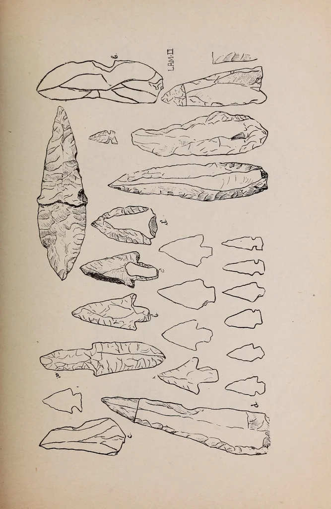 An illustration from El trabajo de la obsidiana en México : ejemplares de la colección arqueológica de la Sociedad mexicana de geografía y estadística, 1913, leaf 13