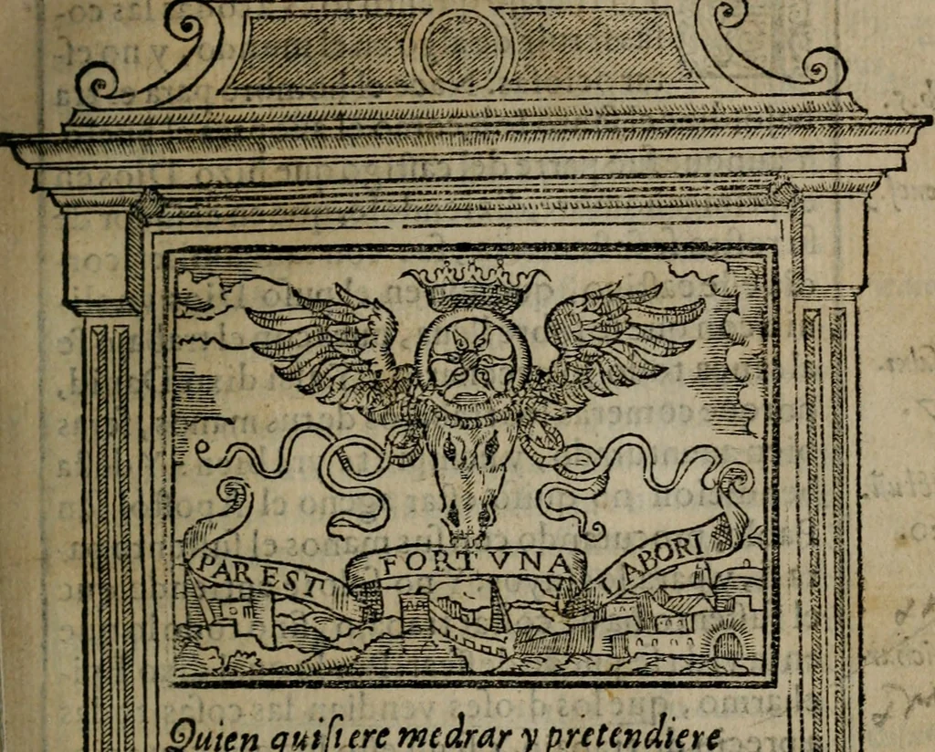 An illustration from Emblemas morales de don Ivan de Horozco y Couarruuias : dedicadas a la buena memoria del presidente Don Diego de Couarruuias y Leya su tio, 1589, leaf 222