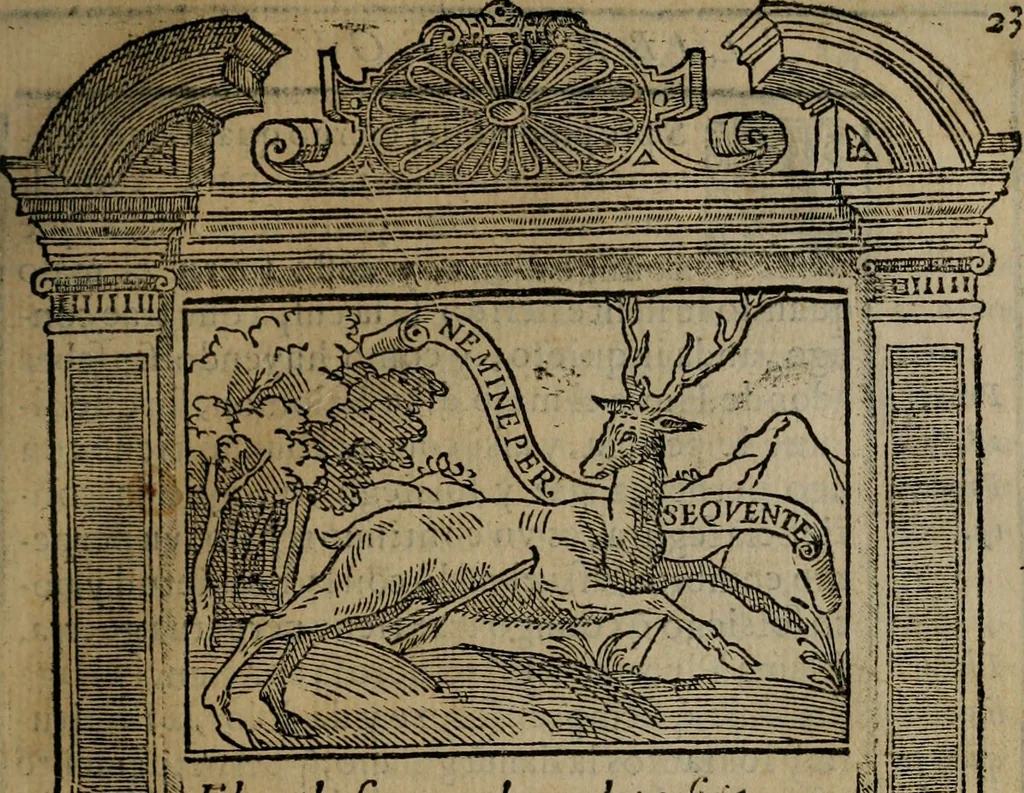 An illustration from Emblemas morales de don Ivan de Horozco y Couarruuias : dedicadas a la buena memoria del presidente Don Diego de Couarruuias y Leya su tio, 1589, leaf 258