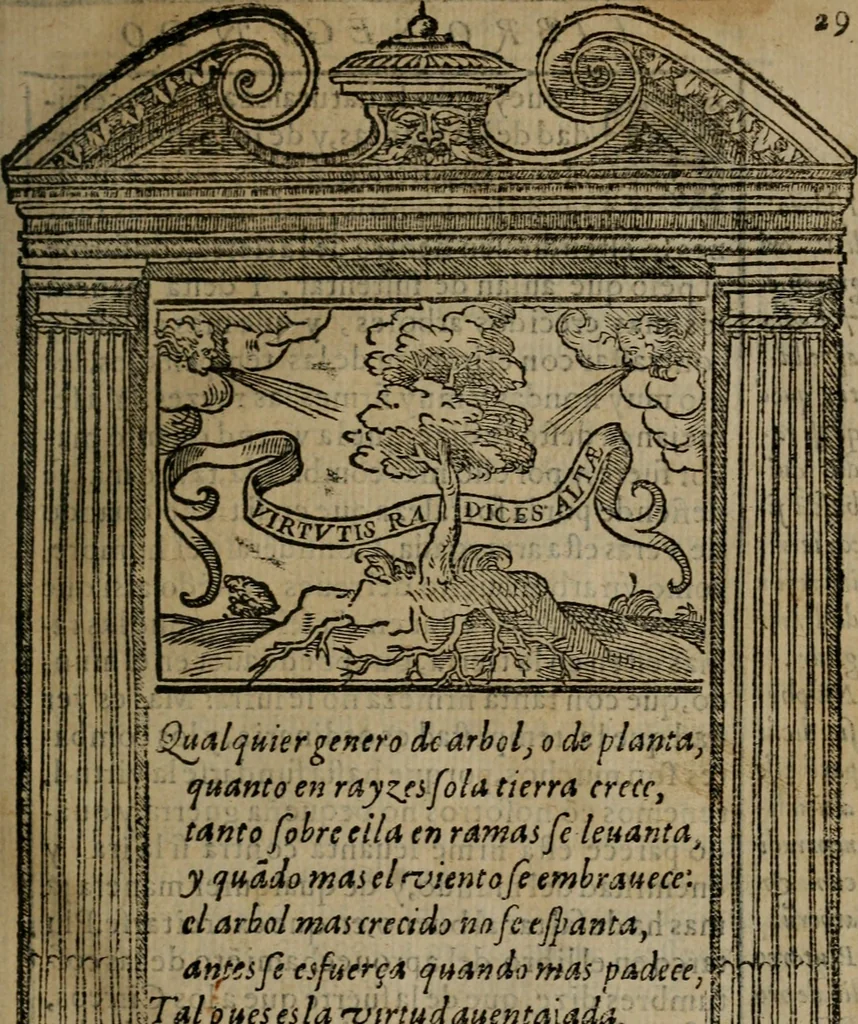 An illustration from Emblemas morales de don Ivan de Horozco y Couarruuias : dedicadas a la buena memoria del presidente Don Diego de Couarruuias y Leya su tio, 1589, leaf 270