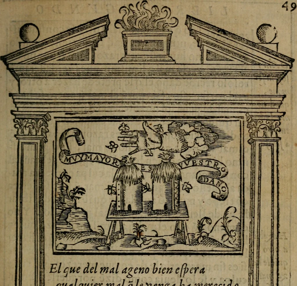 An illustration from Emblemas morales de don Ivan de Horozco y Couarruuias : dedicadas a la buena memoria del presidente Don Diego de Couarruuias y Leya su tio, 1589, leaf 304
