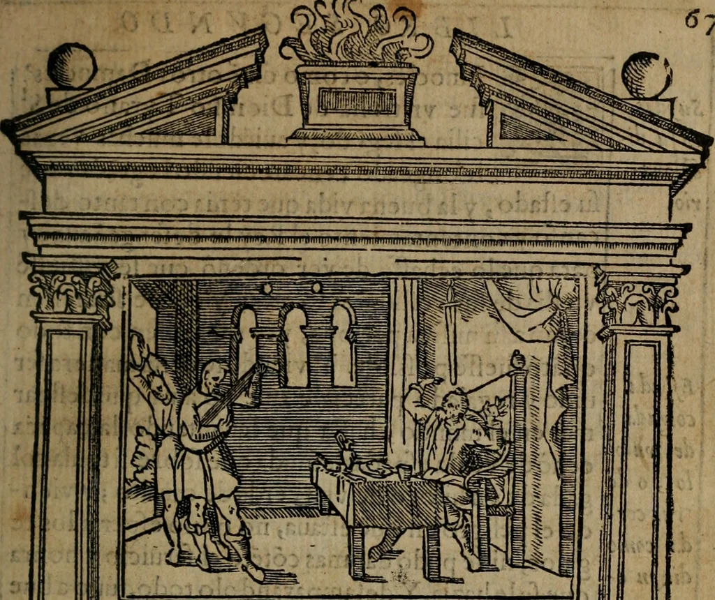 An illustration from Emblemas morales de don Ivan de Horozco y Couarruuias : dedicadas a la buena memoria del presidente Don Diego de Couarruuias y Leya su tio, 1589, leaf 338