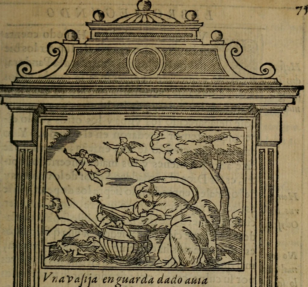 An illustration from Emblemas morales de don Ivan de Horozco y Couarruuias : dedicadas a la buena memoria del presidente Don Diego de Couarruuias y Leya su tio, 1589, leaf 354