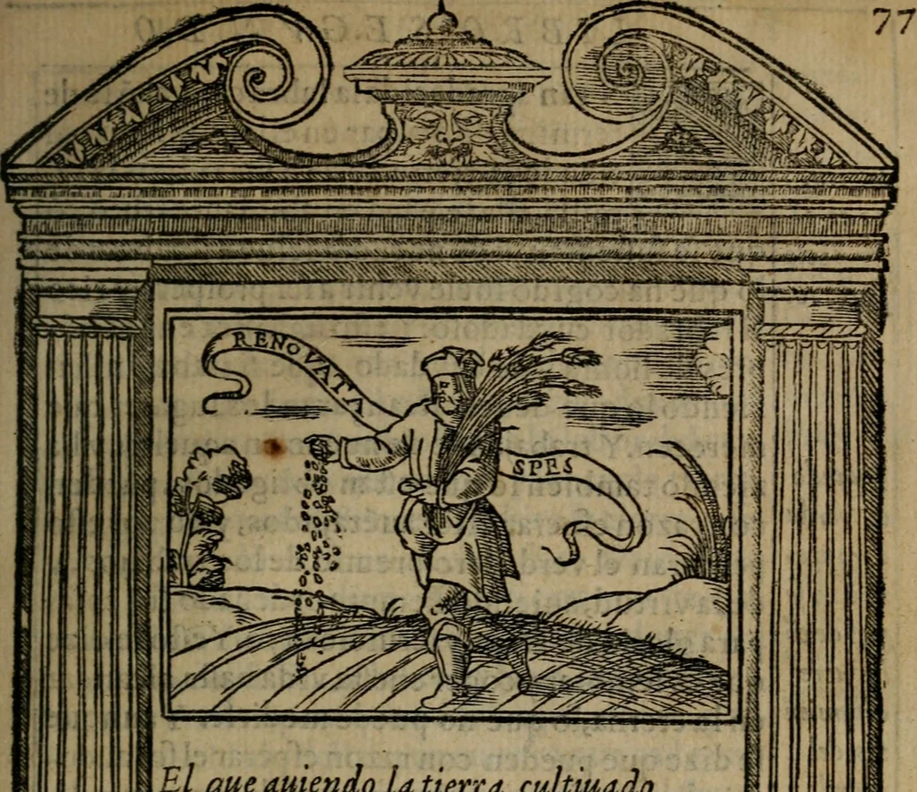 An illustration from Emblemas morales de don Ivan de Horozco y Couarruuias : dedicadas a la buena memoria del presidente Don Diego de Couarruuias y Leya su tio, 1589, leaf 358