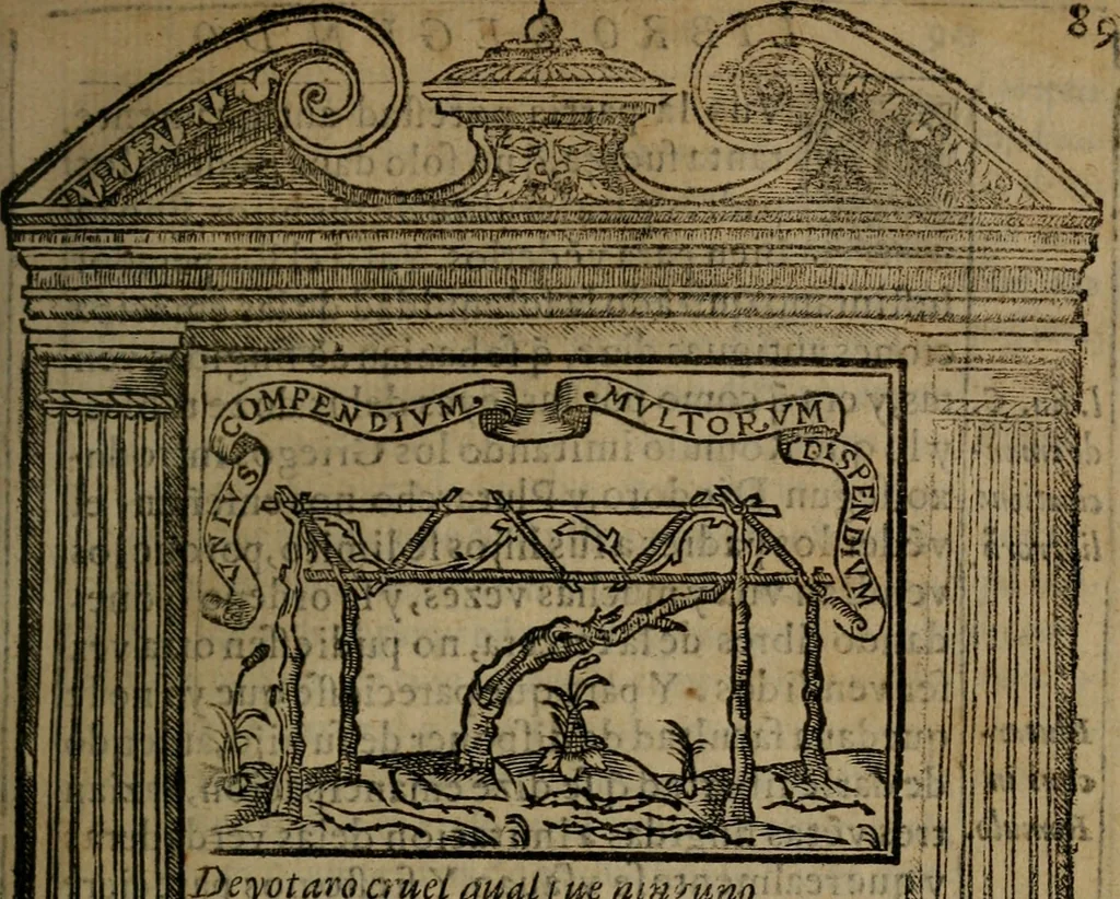 An illustration from Emblemas morales de don Ivan de Horozco y Couarruuias : dedicadas a la buena memoria del presidente Don Diego de Couarruuias y Leya su tio, 1589, leaf 382