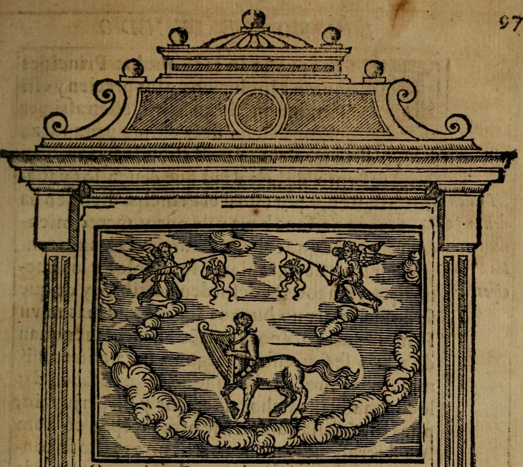 An illustration from Emblemas morales de don Ivan de Horozco y Couarruuias : dedicadas a la buena memoria del presidente Don Diego de Couarruuias y Leya su tio, 1589, leaf 398