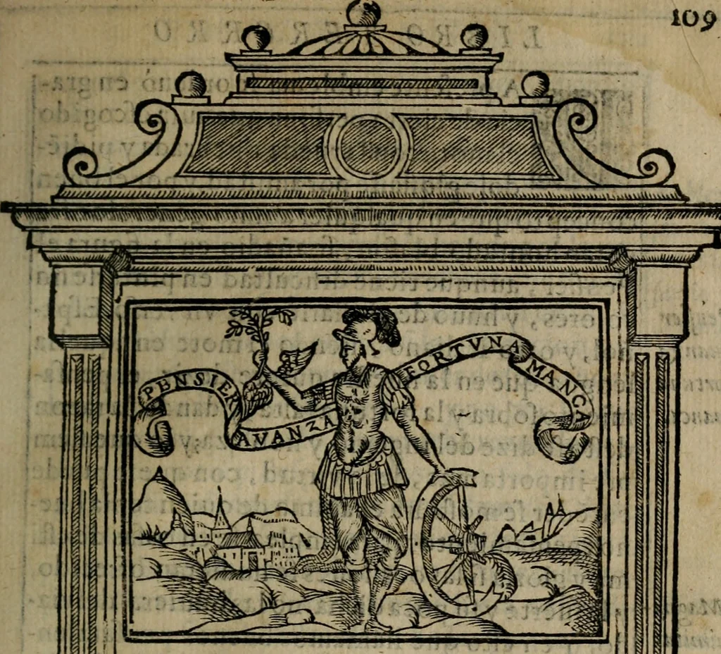 An illustration from Emblemas morales de don Ivan de Horozco y Couarruuias : dedicadas a la buena memoria del presidente Don Diego de Couarruuias y Leya su tio, 1589, leaf 422