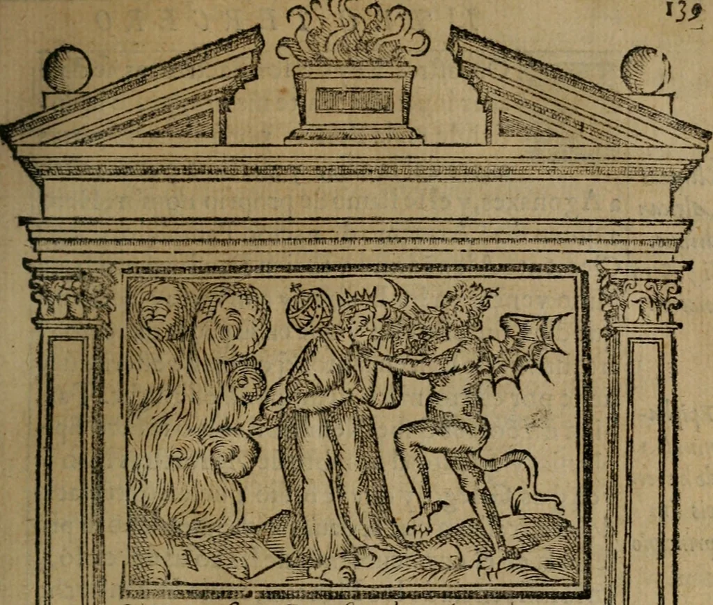 An illustration from Emblemas morales de don Ivan de Horozco y Couarruuias : dedicadas a la buena memoria del presidente Don Diego de Couarruuias y Leya su tio, 1589, leaf 482