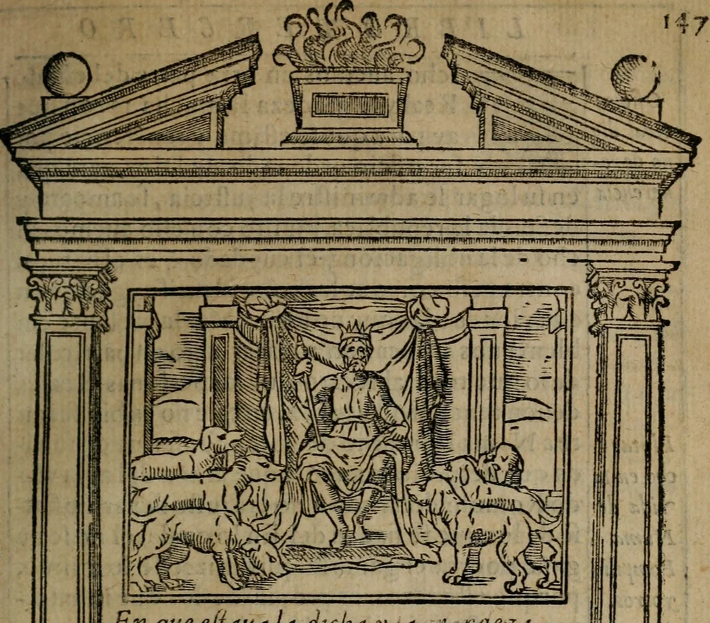 An illustration from Emblemas morales de don Ivan de Horozco y Couarruuias : dedicadas a la buena memoria del presidente Don Diego de Couarruuias y Leya su tio, 1589, leaf 498