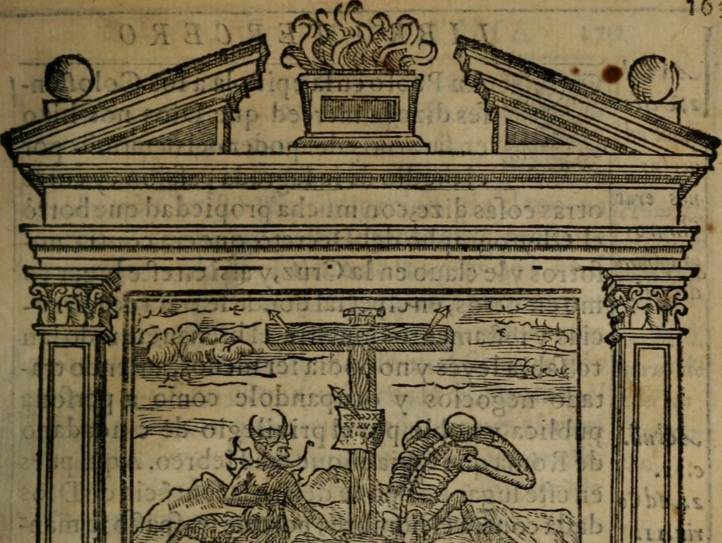 An illustration from Emblemas morales de don Ivan de Horozco y Couarruuias : dedicadas a la buena memoria del presidente Don Diego de Couarruuias y Leya su tio, 1589, leaf 542