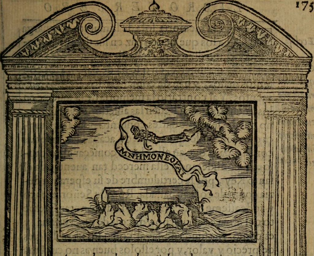 An illustration from Emblemas morales de don Ivan de Horozco y Couarruuias : dedicadas a la buena memoria del presidente Don Diego de Couarruuias y Leya su tio, 1589, leaf 554