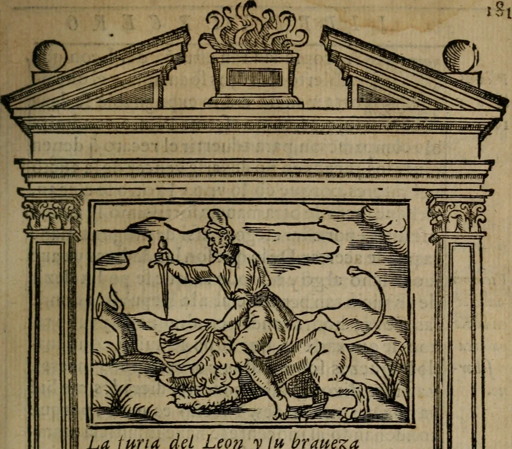 An illustration from Emblemas morales de don Ivan de Horozco y Couarruuias : dedicadas a la buena memoria del presidente Don Diego de Couarruuias y Leya su tio, 1589, leaf 566