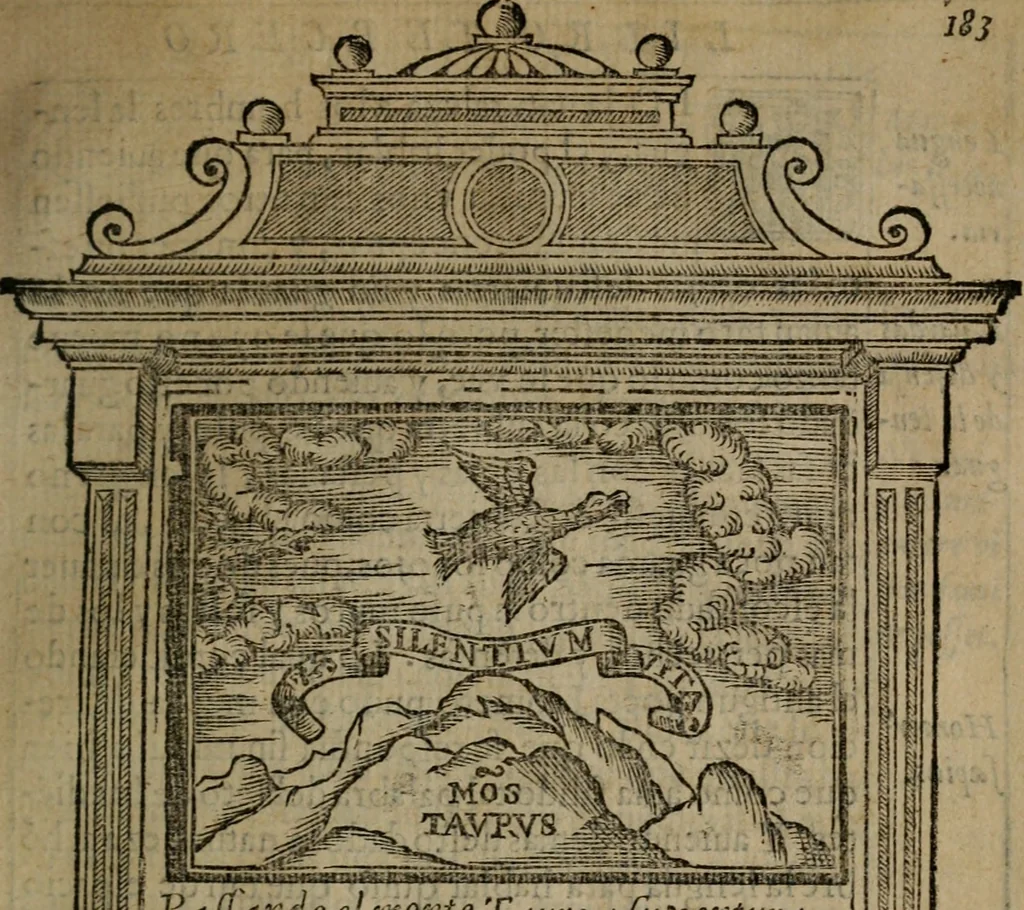 An illustration from Emblemas morales de don Ivan de Horozco y Couarruuias : dedicadas a la buena memoria del presidente Don Diego de Couarruuias y Leya su tio, 1589, leaf 570