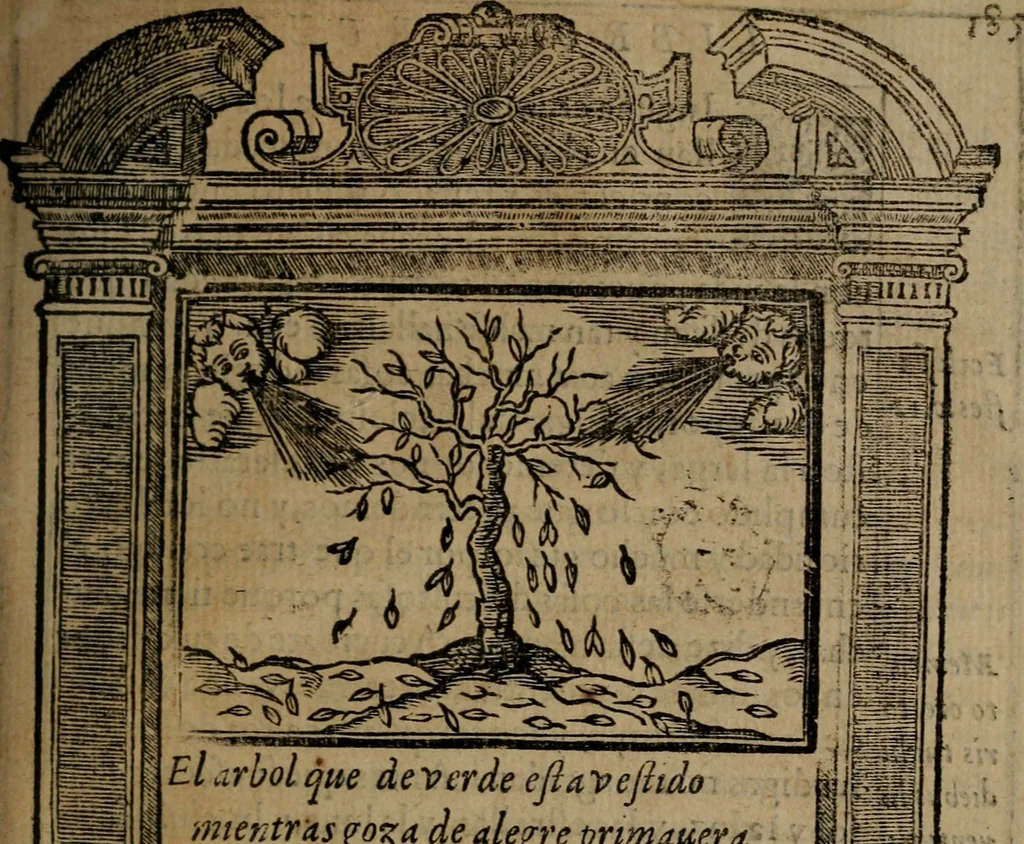 An illustration from Emblemas morales de don Ivan de Horozco y Couarruuias : dedicadas a la buena memoria del presidente Don Diego de Couarruuias y Leya su tio, 1589, leaf 574