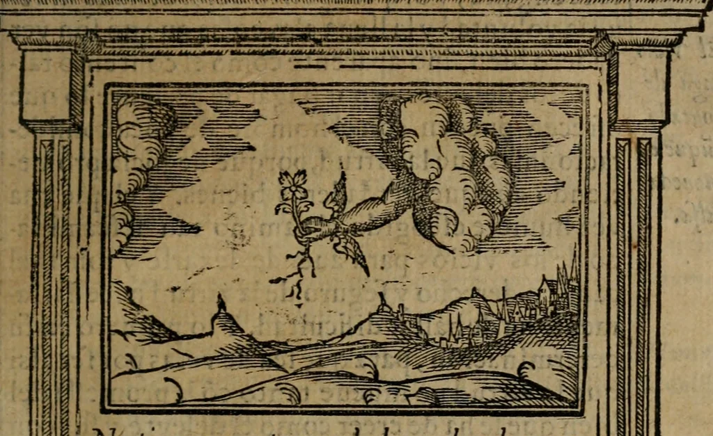 An illustration from Emblemas morales de don Ivan de Horozco y Couarruuias : dedicadas a la buena memoria del presidente Don Diego de Couarruuias y Leya su tio, 1589, leaf 586