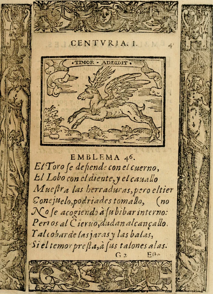 An illustration from Emblemas morales de Don Sebastian de Couarrubias Orozco, capellan del rey N.S. Maestrescuela, y canonigo de Cuenca, consultor del santo oficio, 1610, leaf 102