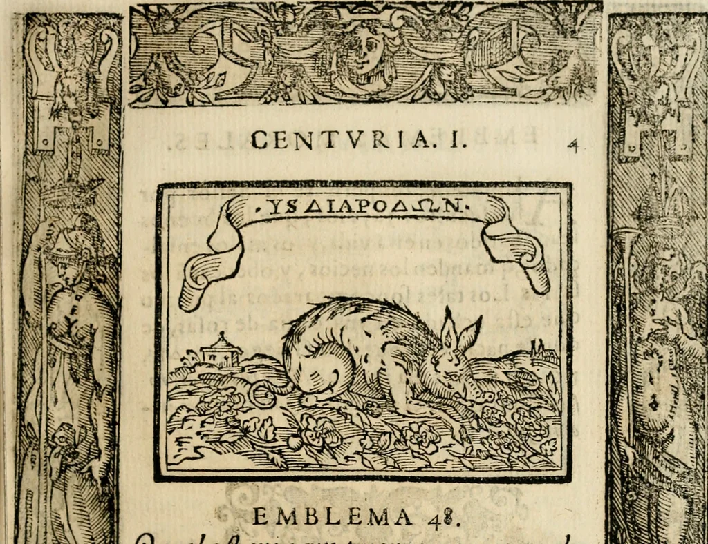 An illustration from Emblemas morales de Don Sebastian de Couarrubias Orozco, capellan del rey N.S. Maestrescuela, y canonigo de Cuenca, consultor del santo oficio, 1610, leaf 106