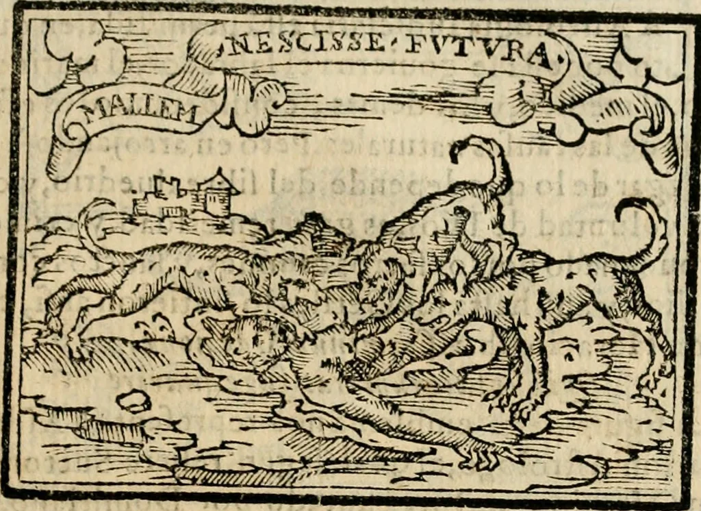 An illustration from Emblemas morales de Don Sebastian de Couarrubias Orozco, capellan del rey N.S. Maestrescuela, y canonigo de Cuenca, consultor del santo oficio, 1610, leaf 108
