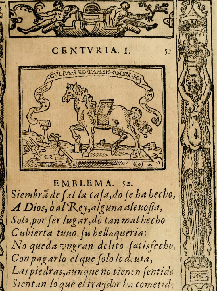 An illustration from Emblemas morales de Don Sebastian de Couarrubias Orozco, capellan del rey N.S. Maestrescuela, y canonigo de Cuenca, consultor del santo oficio, 1610, leaf 114