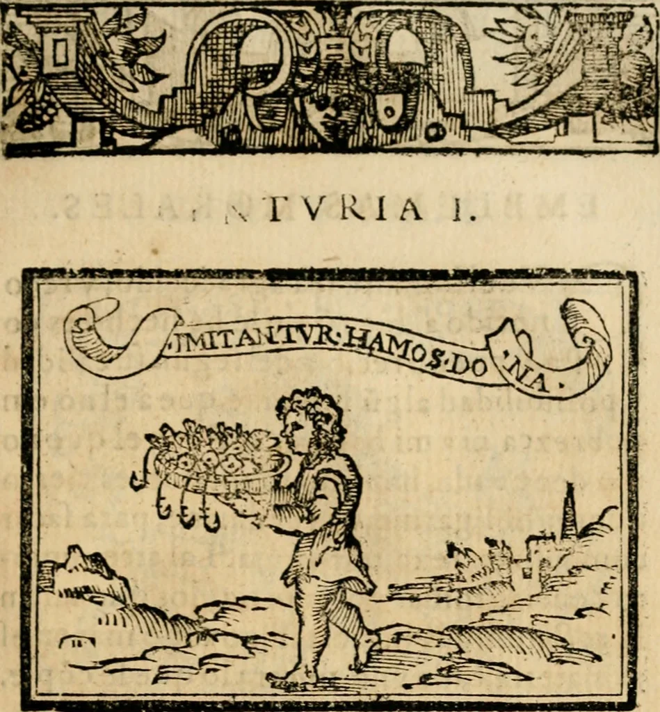 An illustration from Emblemas morales de Don Sebastian de Couarrubias Orozco, capellan del rey N.S. Maestrescuela, y canonigo de Cuenca, consultor del santo oficio, 1610, leaf 120