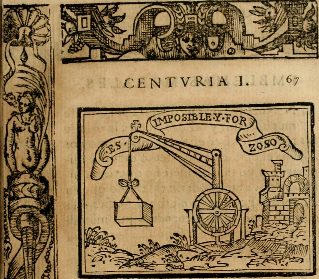 An illustration from Emblemas morales de Don Sebastian de Couarrubias Orozco, capellan del rey N.S. Maestrescuela, y canonigo de Cuenca, consultor del santo oficio, 1610, leaf 144