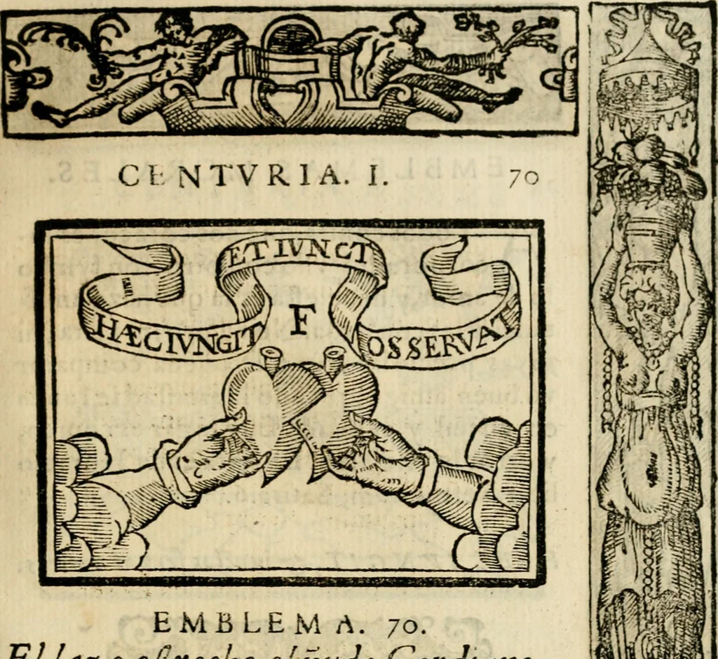 An illustration from Emblemas morales de Don Sebastian de Couarrubias Orozco, capellan del rey N.S. Maestrescuela, y canonigo de Cuenca, consultor del santo oficio, 1610, leaf 150