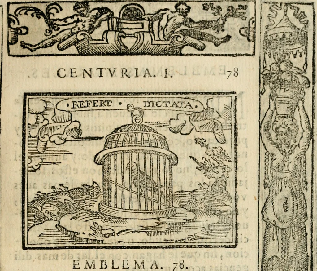 An illustration from Emblemas morales de Don Sebastian de Couarrubias Orozco, capellan del rey N.S. Maestrescuela, y canonigo de Cuenca, consultor del santo oficio, 1610, leaf 166