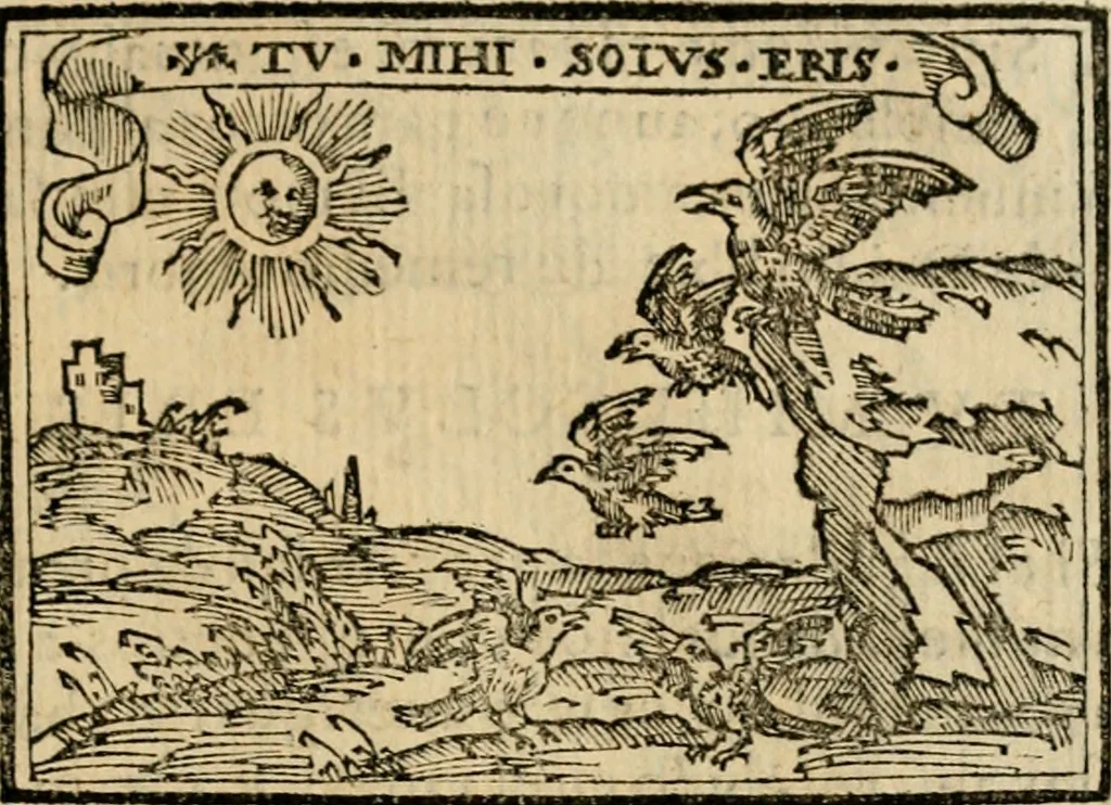 An illustration from Emblemas morales de Don Sebastian de Couarrubias Orozco, capellan del rey N.S. Maestrescuela, y canonigo de Cuenca, consultor del santo oficio, 1610, leaf 168