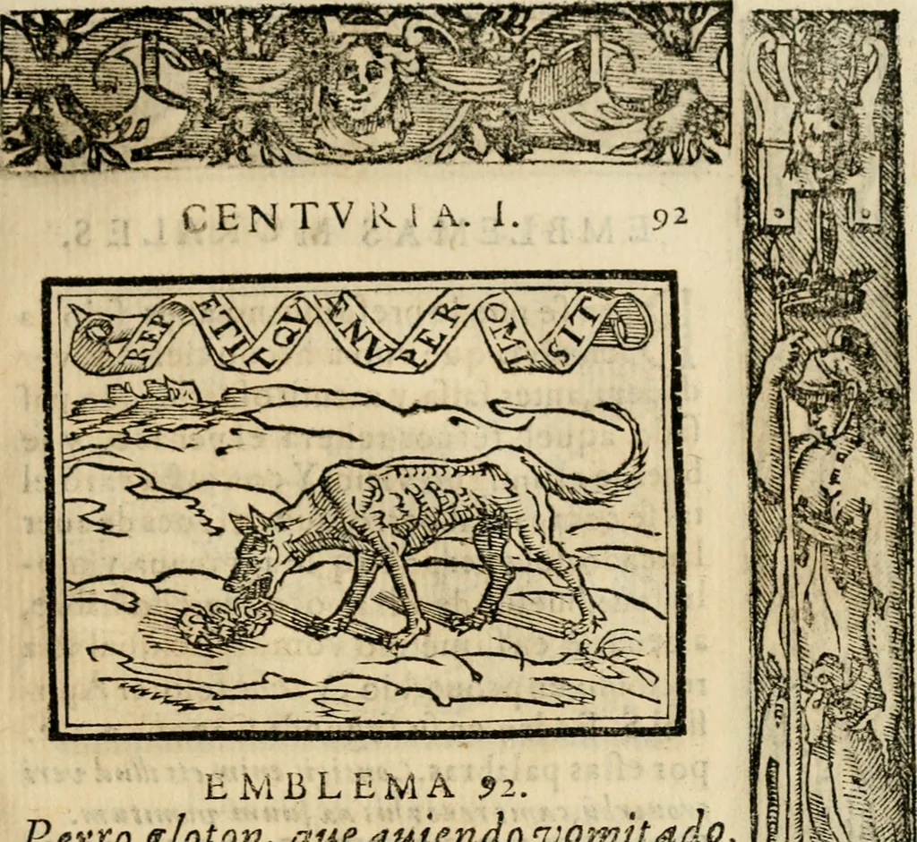 An illustration from Emblemas morales de Don Sebastian de Couarrubias Orozco, capellan del rey N.S. Maestrescuela, y canonigo de Cuenca, consultor del santo oficio, 1610, leaf 194
