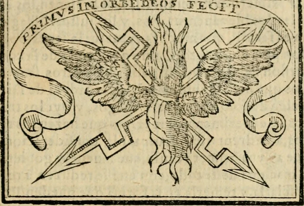 An illustration from Emblemas morales de Don Sebastian de Couarrubias Orozco, capellan del rey N.S. Maestrescuela, y canonigo de Cuenca, consultor del santo oficio, 1610, leaf 212