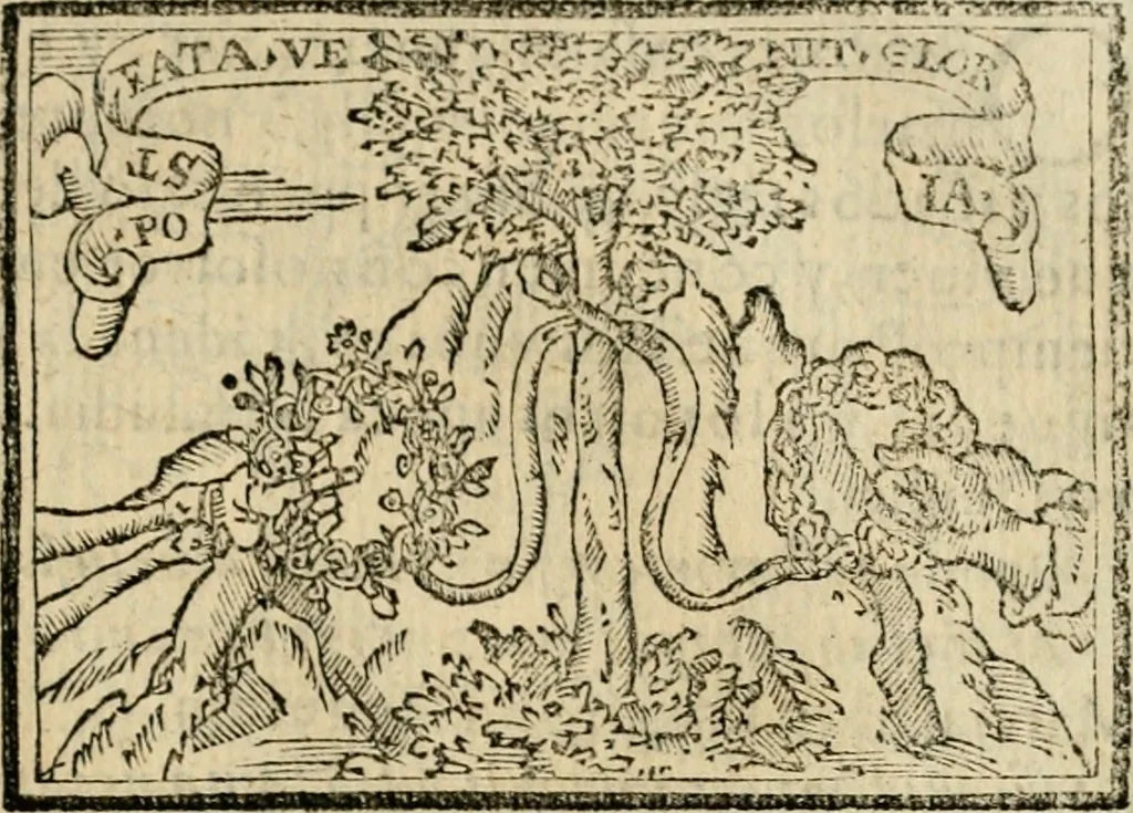 An illustration from Emblemas morales de Don Sebastian de Couarrubias Orozco, capellan del rey N.S. Maestrescuela, y canonigo de Cuenca, consultor del santo oficio, 1610, leaf 214