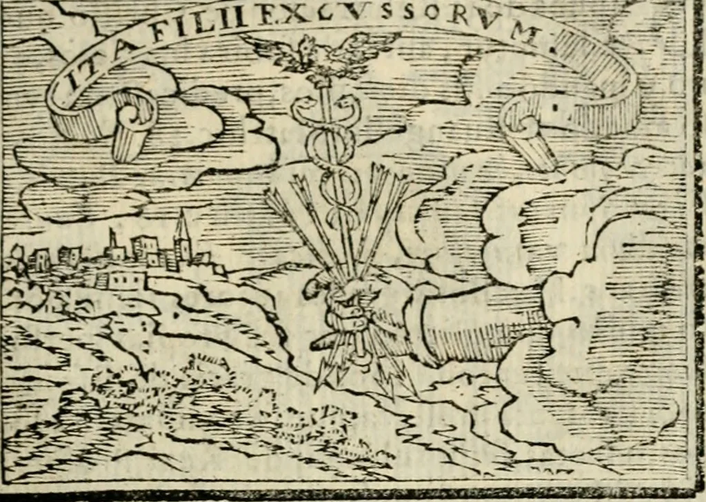 An illustration from Emblemas morales de Don Sebastian de Couarrubias Orozco, capellan del rey N.S. Maestrescuela, y canonigo de Cuenca, consultor del santo oficio, 1610, leaf 228