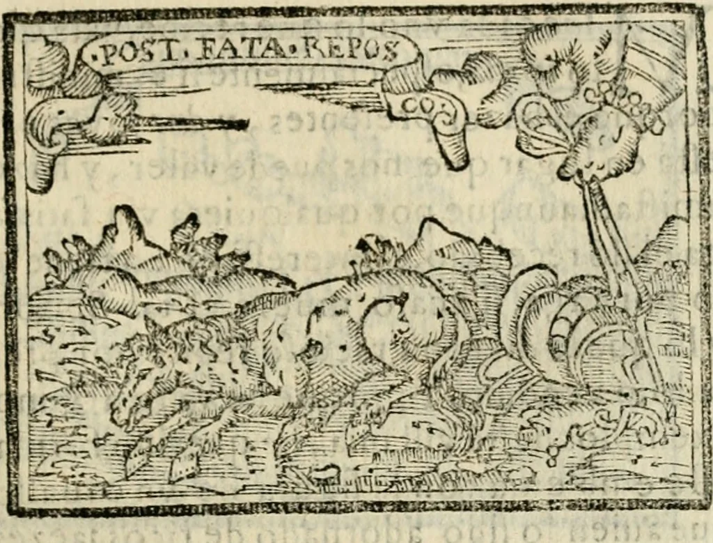 An illustration from Emblemas morales de Don Sebastian de Couarrubias Orozco, capellan del rey N.S. Maestrescuela, y canonigo de Cuenca, consultor del santo oficio, 1610, leaf 242