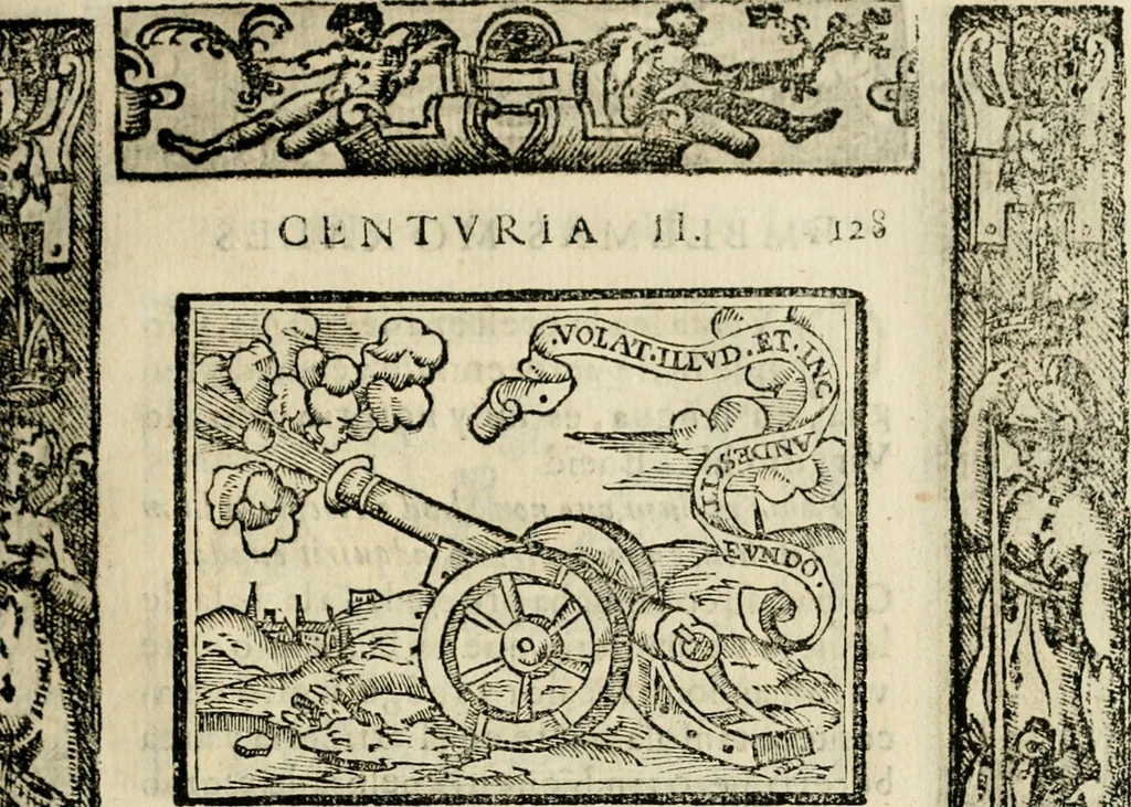 An illustration from Emblemas morales de Don Sebastian de Couarrubias Orozco, capellan del rey N.S. Maestrescuela, y canonigo de Cuenca, consultor del santo oficio, 1610, leaf 266