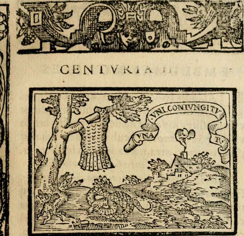 An illustration from Emblemas morales de Don Sebastian de Couarrubias Orozco, capellan del rey N.S. Maestrescuela, y canonigo de Cuenca, consultor del santo oficio, 1610, leaf 280