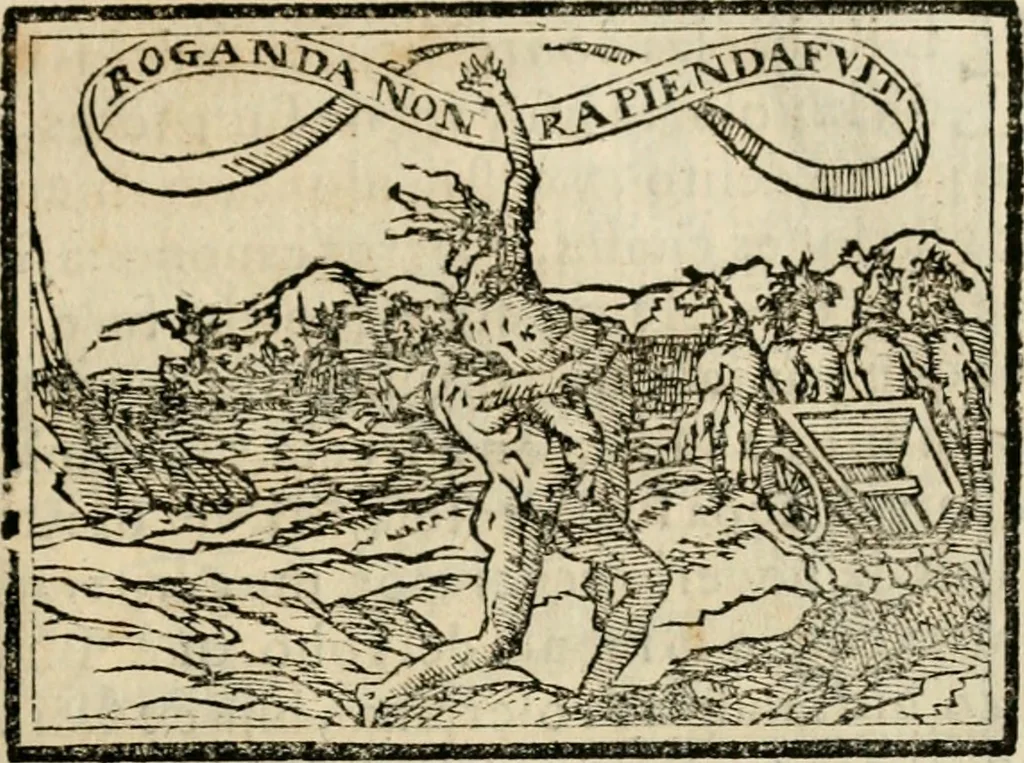 An illustration from Emblemas morales de Don Sebastian de Couarrubias Orozco, capellan del rey N.S. Maestrescuela, y canonigo de Cuenca, consultor del santo oficio, 1610, leaf 288