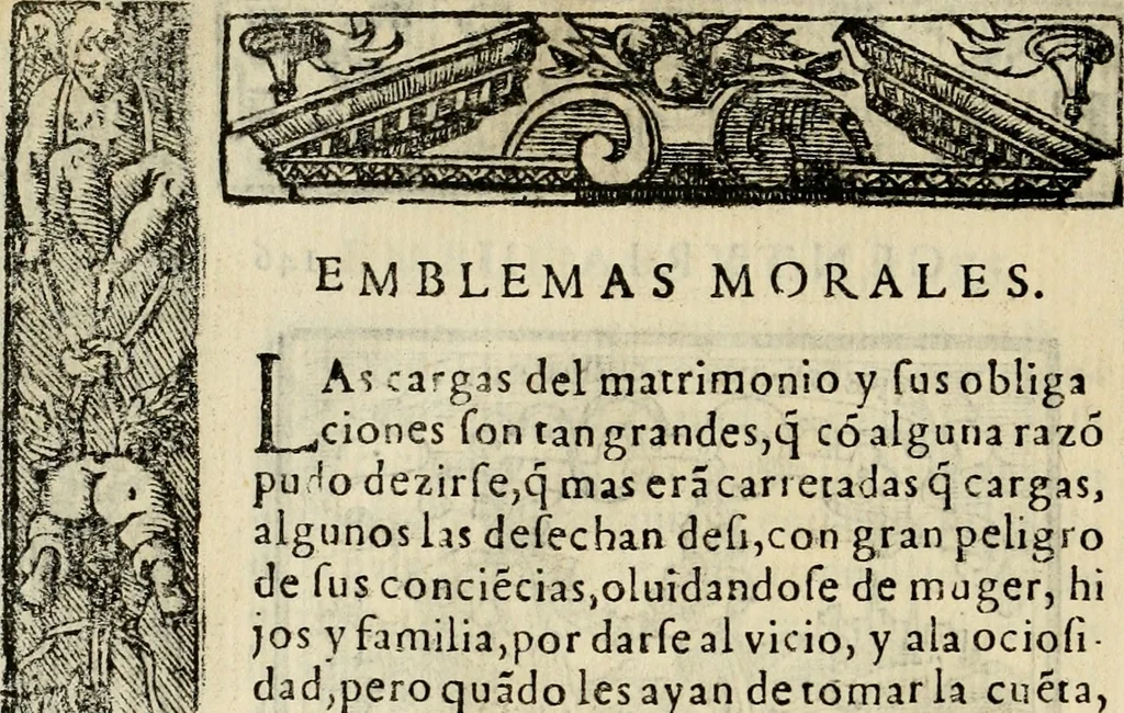 An illustration from Emblemas morales de Don Sebastian de Couarrubias Orozco, capellan del rey N.S. Maestrescuela, y canonigo de Cuenca, consultor del santo oficio, 1610, leaf 303