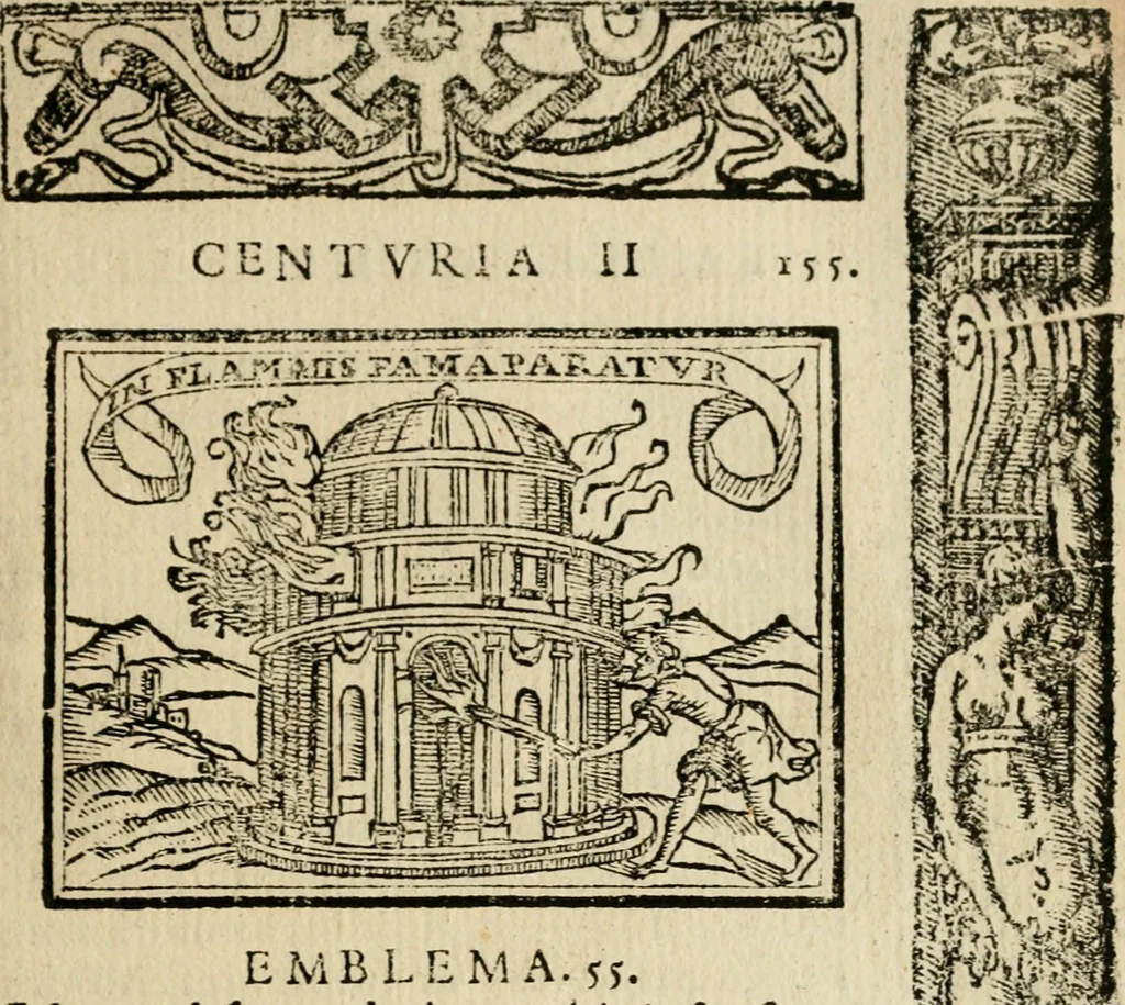 An illustration from Emblemas morales de Don Sebastian de Couarrubias Orozco, capellan del rey N.S. Maestrescuela, y canonigo de Cuenca, consultor del santo oficio, 1610, leaf 320
