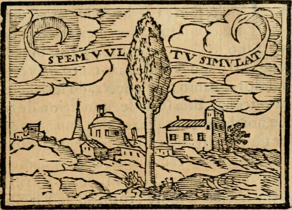 An illustration from Emblemas morales de Don Sebastian de Couarrubias Orozco, capellan del rey N.S. Maestrescuela, y canonigo de Cuenca, consultor del santo oficio, 1610, leaf 344
